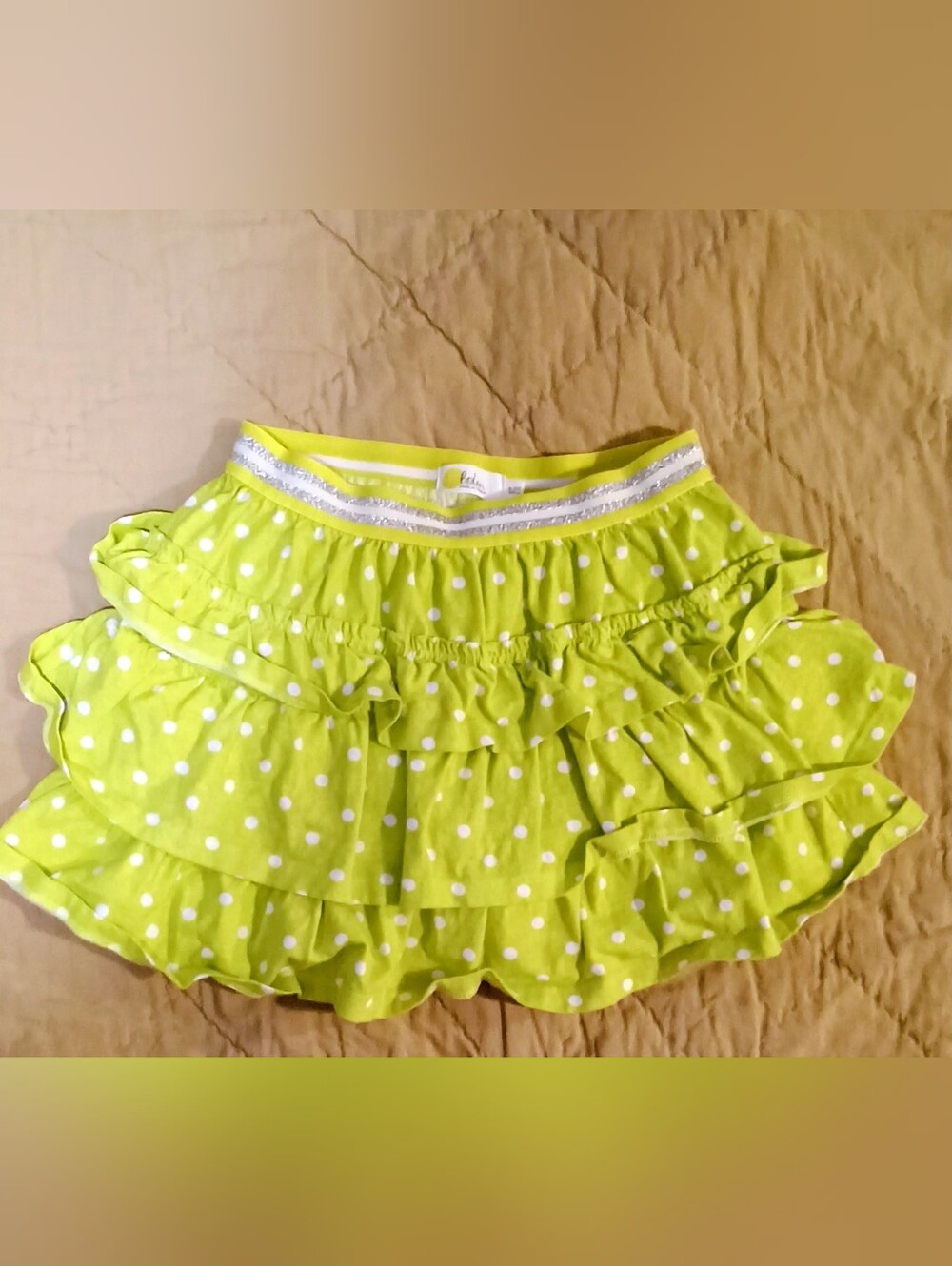 Boden Girls Lime Green Polka Dot Ruffled Skirt 9 - 10 Years